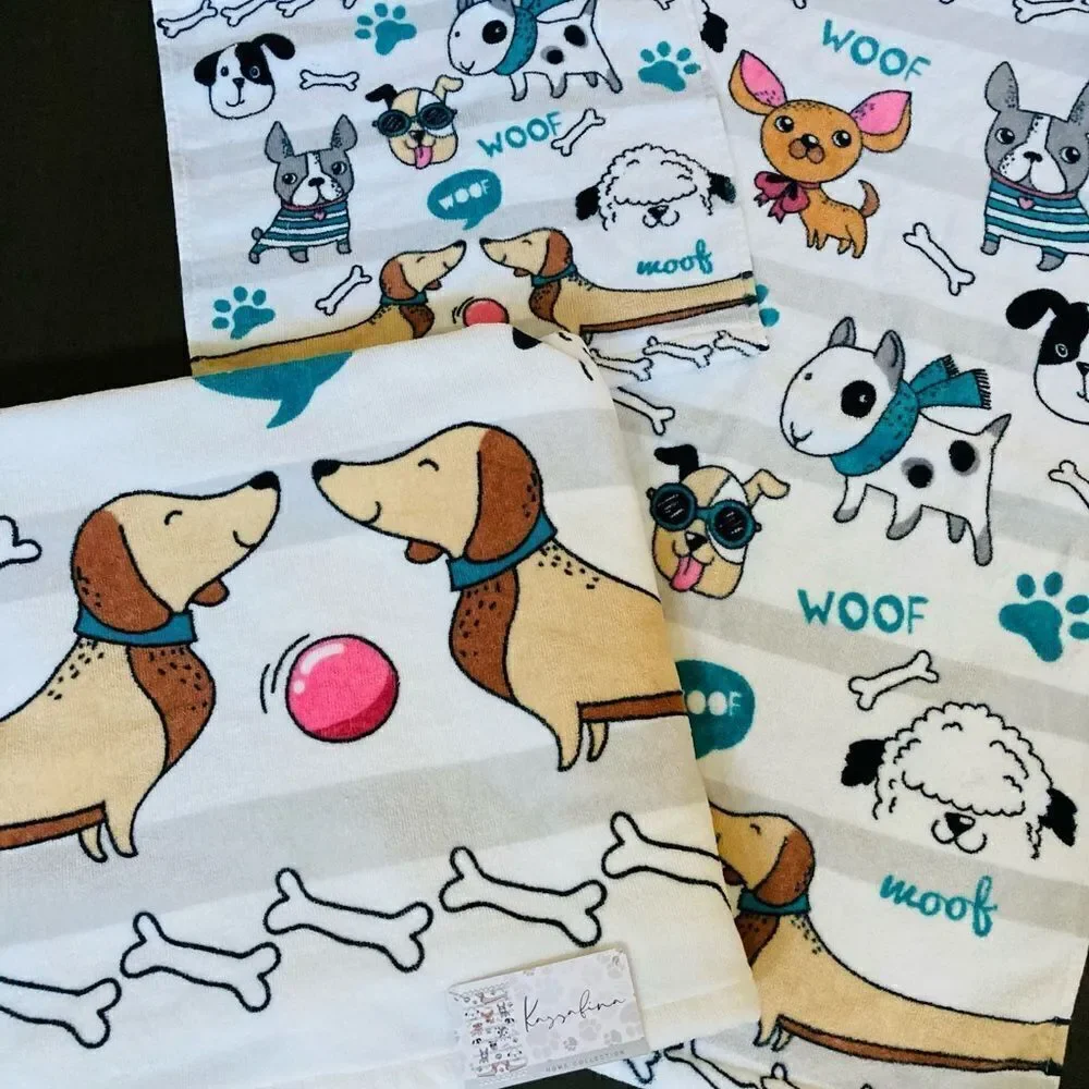 Playful Pups Woof 3-pc Dog Paw Print Bathroom Towels Set